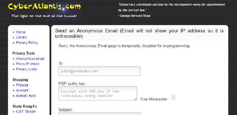 Cyber Atlantis- Free anonymous email service